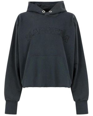 Maison Margiela Bestickter Baumwoll-Hoodie - Blau