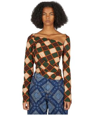 Ahluwalia Tops ,Groen ,Grafische Motief Top - Blauw