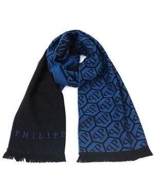 Philipp Plein Logo All Over Schal Blau