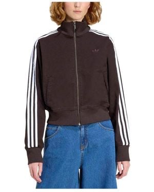 adidas Hoodies & Sweatvesten ,Bruin ,Denim Denim Firebird Track Top - Zwart