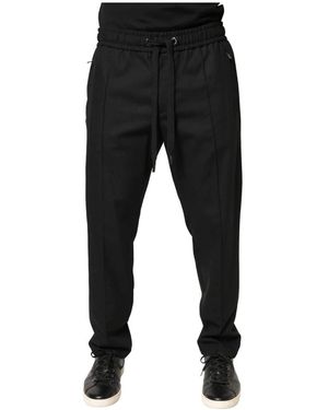 Dolce & Gabbana Wool Skinny Jogger Trouser Pants - Zwart