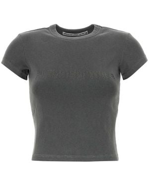 Alexander Wang T-Shirt Mit Logo-Motiv Aus Baumwolljersey - Grau