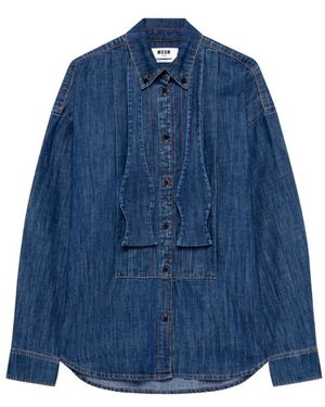 MSGM Overhemden ,Blauw ,Denim Denim Shirts