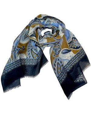 Altea Accessoires ,Blauw ,Linnen Paisley Print Sjaal
