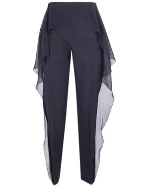 Lanvin Broeken ,Zwart ,Wol Broek Met Ruches En Ritssluiting Aan De Zijkant - Blauw