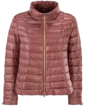 Herno Jassen ,Roze ,Nylon Satin-Finish Down Jacket - Rood