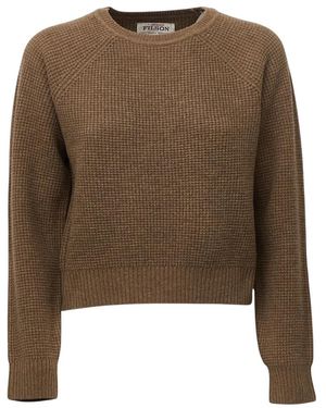 Filson Waffelstrick-Merino-Pullover - Braun