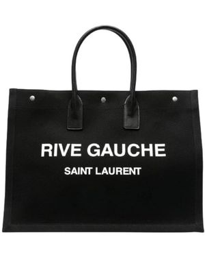 Saint Laurent Tassen ,Zwart ,Katoen Rive Gauche Tote Bag