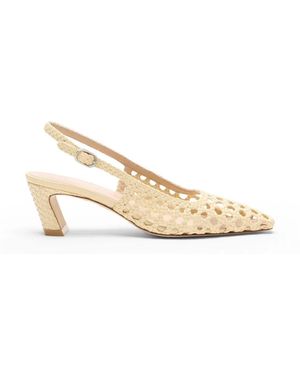 Stuart Weitzman Schoenen ,Geel ,Leer Stassi Woven Slingback 50 - Naturel