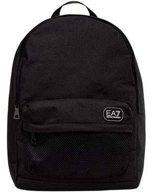 EA7 Rucksack Aus Beschichtetem Stoff - Schwarz