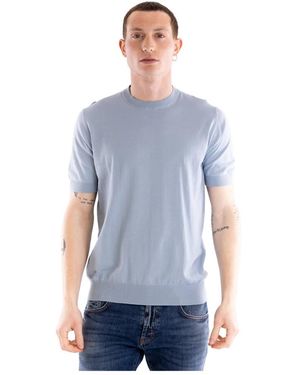 Paolo Pecora Tops ,Blauw ,Katoen T-Shirt Met Ronde Hals