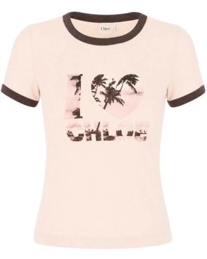 Chloé Bedruikt Katoenen T-Shirt - Naturel