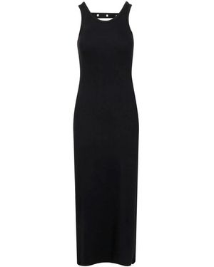 MSGM Kleedjes ,Zwart ,Katoen Midi-Jurk Met Noppen