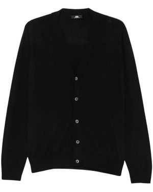 Alpha Studio V-Ausschnitt Strickjacke - Schwarz