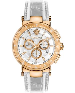 Versace Mystique sport cronografo orologio in pelle - Metallizzato