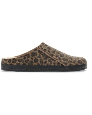 Birkenstock Schoenen ,Bruin ,Wol Luipaard Shearling Pantoffels