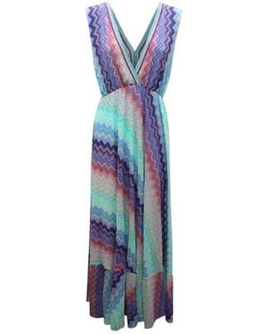 PHO® Firenze Abito Lurex Wo Spacco Kleid - Blau
