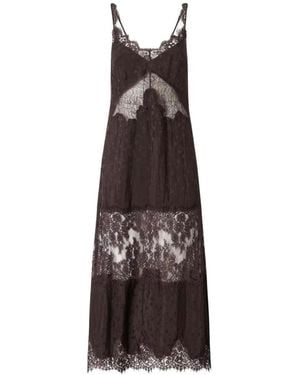 Pinko Spitzen-Maxikleid Mit Stufensaum - Braun