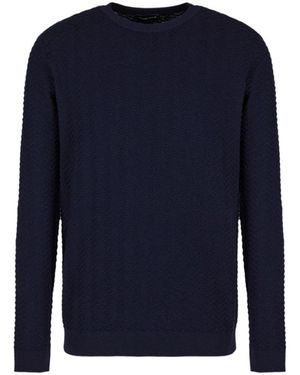 Giorgio Armani Maglione blu con motivo geometrico in rilievo
