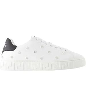 Versace Medusa Versierde Leren Sneakers - Wit