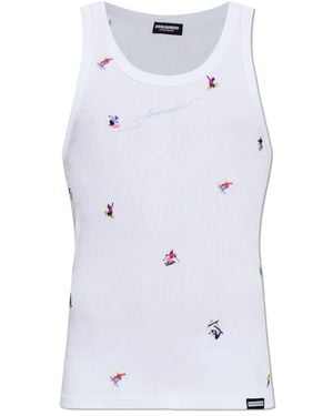 DSquared² Tops ,Wit ,Katoen Top Uit De Ondergoedcollectie - Blauw