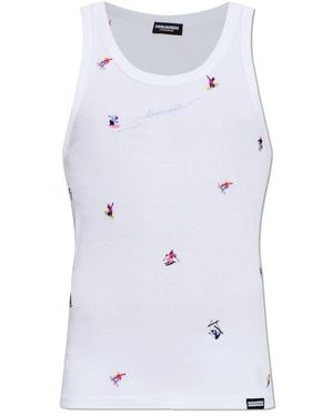 DSquared² Tops ,Wit ,Katoen Top Uit De Ondergoedcollectie - Blauw