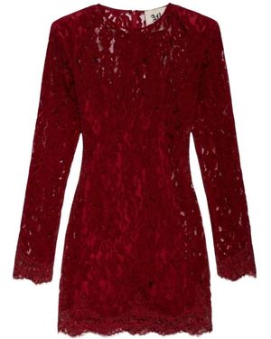 Aniye By Kleedjes ,Rood ,Polyester Mini Jurk Van Kant Met Lange Mouwen En Afneembare Onderjurk