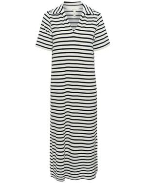 Part Two Schwarzes Und Eggnog-Gestreiftes Hemdkleid