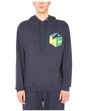 YMC Hoodies & Sweatvesten ,Blauw ,Trugoy Hooded Logo Sweatshirt