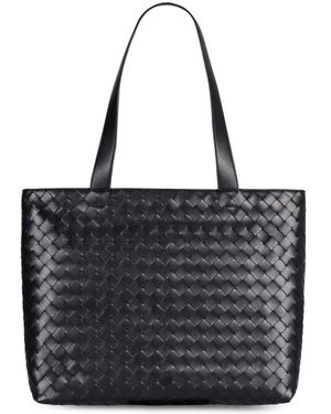 Bottega Veneta Small Intrecciato Zipped Tote - Schwarz