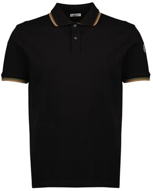 Moncler Tops ,Zwart ,Katoen Polo Met Ribgebreide Boorden