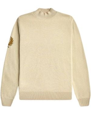 Fred Perry Maglione classico in lana merino con dettaglio corona dalloro - Neutro