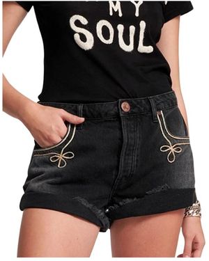 One Teaspoon Shorts bandits mid waist neri - Nero