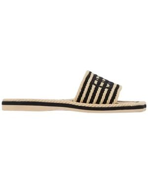 Chloé Gewebte Logo-Espadrille-Pantoletten - Weiß