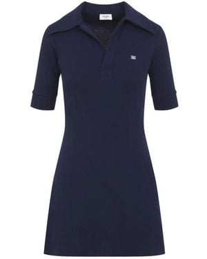Celine Kleedjes ,Blauw ,Katoen Polo Mini Jurk