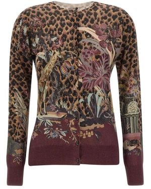 Etro Floral Paisley Zijde En Kasjmier Vest - Bruin