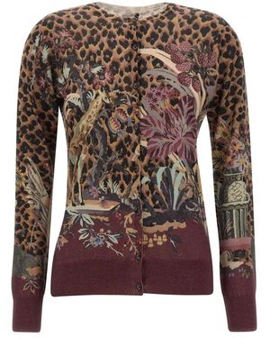Etro Floral Paisley Zijde En Kasjmier Vest - Bruin