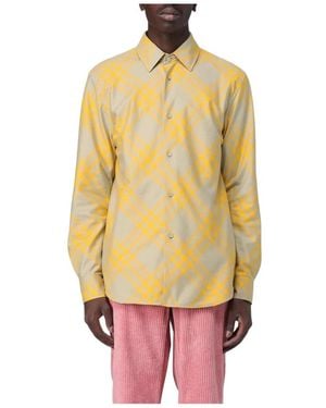 Burberry Katoenen Flanellen Overhemd Met Lange Mouwen - Geel
