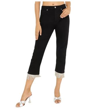 Alexandre Vauthier Schwarze jeans mit silbernen fransen