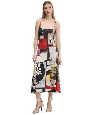 Desigual Newspaper Coll Midi Jurk - Rood