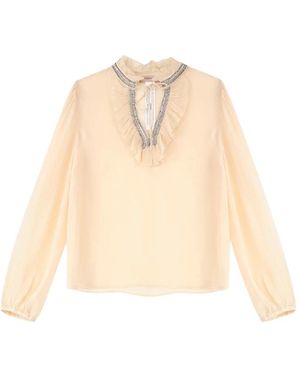 Twinset Overhemden ,Elegante Blouse Met Verfijnde Kraag - Naturel