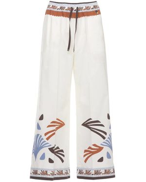 Herno Broeken ,Wit ,Katoen Wijde Broek