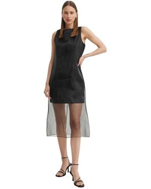 Theory Overlay Midi Jurk - Zwart