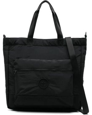 Stone Island Kompas-Patch Tote Tasche Mit Reißverschlusstasche - Schwarz