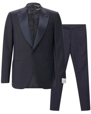 Caruso Single Breasted Suits - Blu