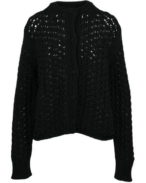 Jil Sander Truien & Vesten ,Zwart ,Wol Cardigan Intrecciato