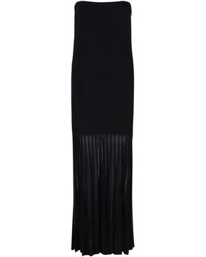 Michael Kors Schwarzes Maxikleid Mit Plissé-Detail
