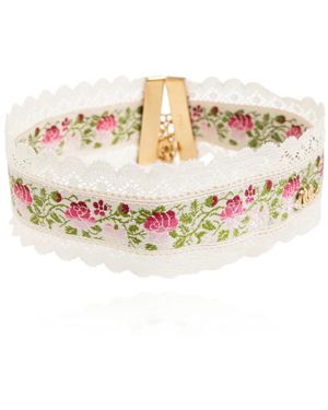 Chloé Accessoires ,Polyester Folk Ketting Met Bloemendessin - Wit