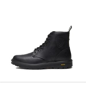 Blauer Keilabsatz stiefeletten - Schwarz