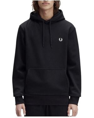 Fred Perry Hooded Sweatshirt Mit Auffälligem Branding - Schwarz
